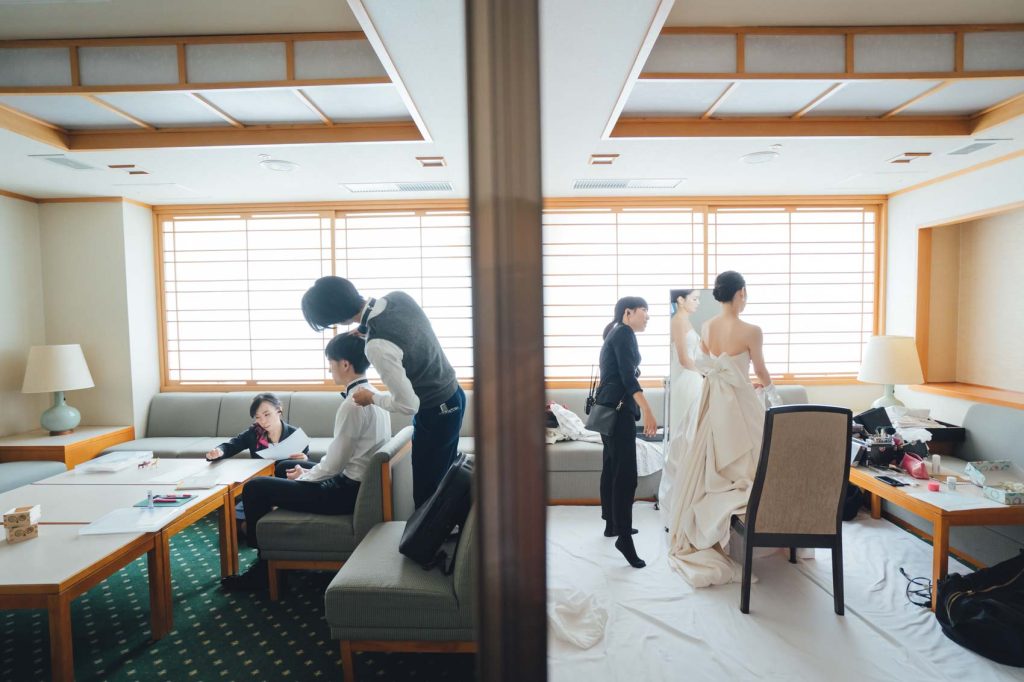 北海道結婚式カメラマン朝のお支度時間