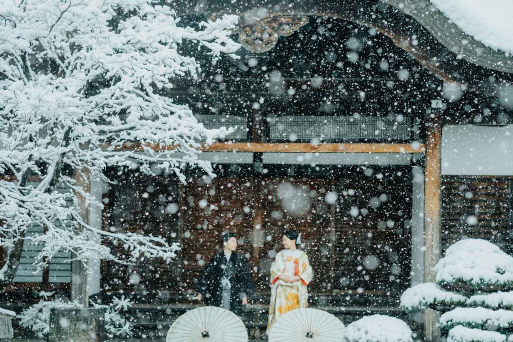 京都雪の前撮りフォトウエディング