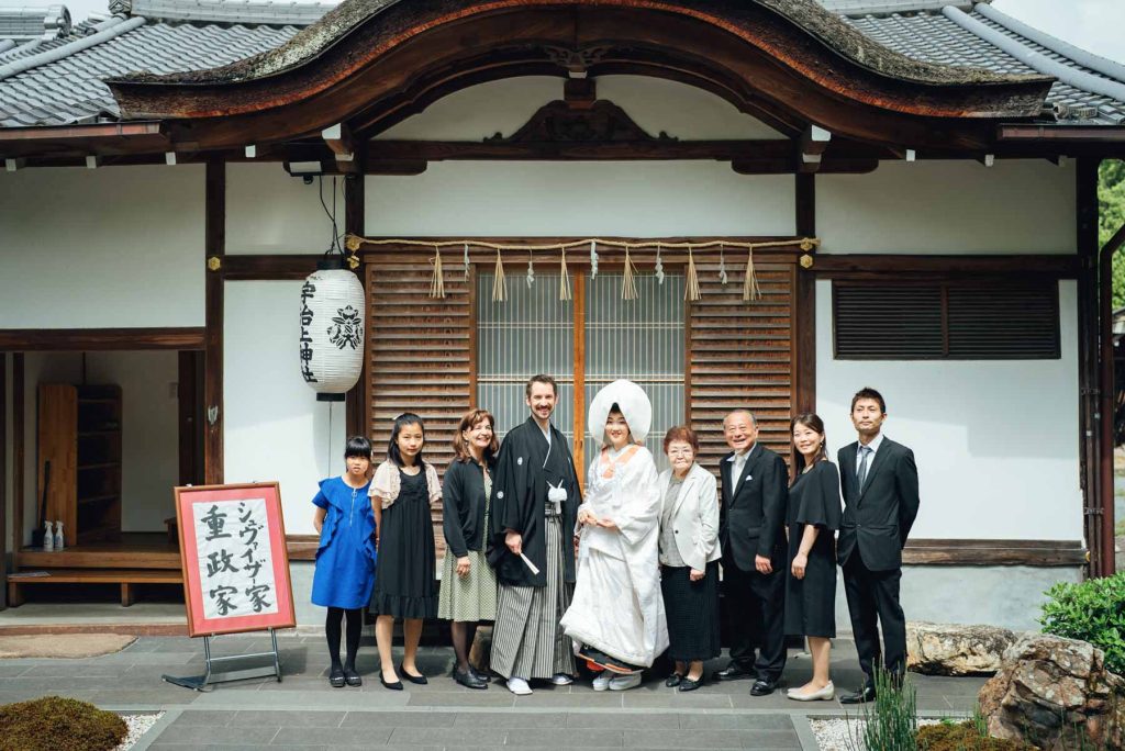 京都での家族結婚式の写真撮影