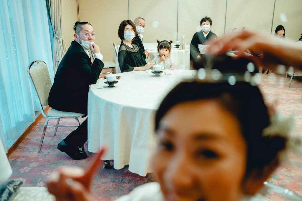 京都での結婚式前の控え室